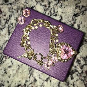 Betsey Johnson Charm Bracelet & Earrings